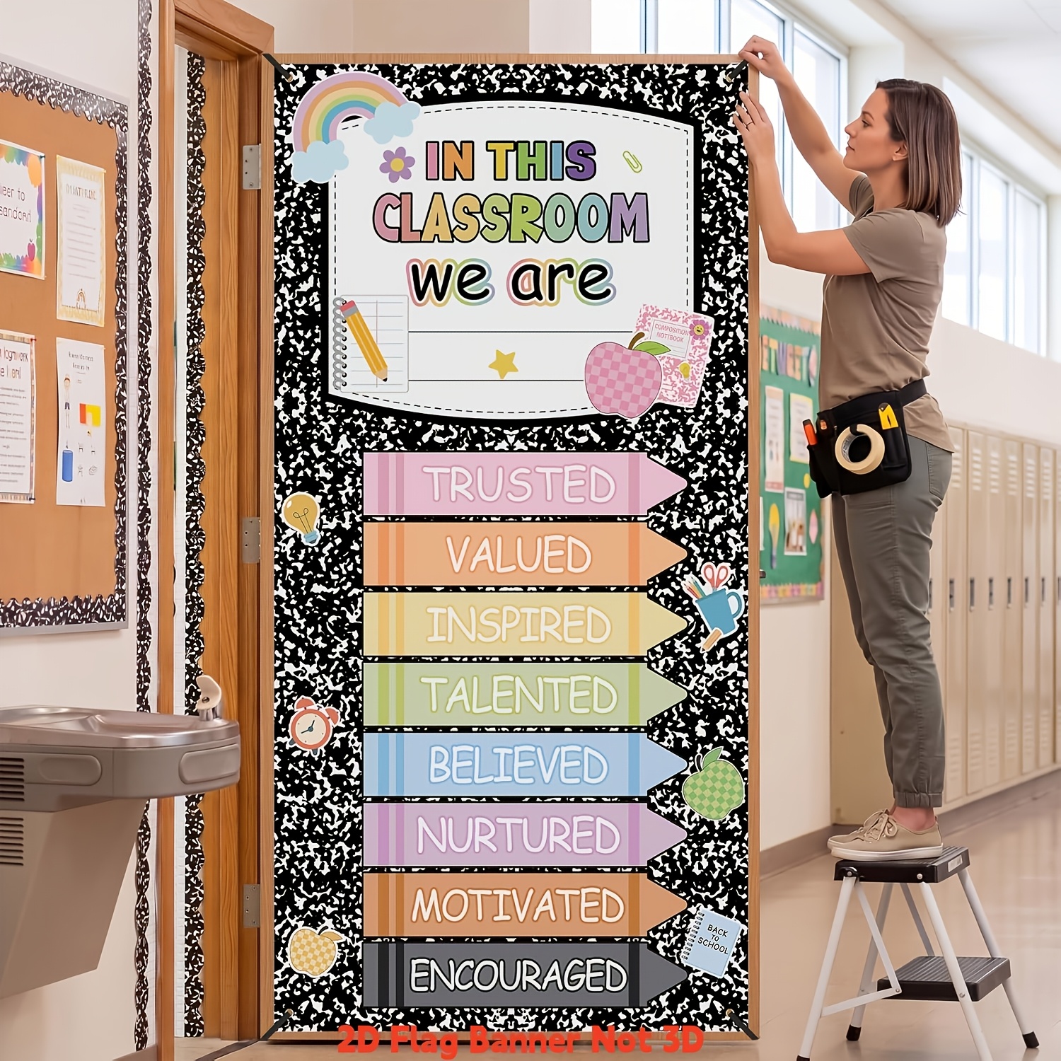 TEMU 2d Flat, 2d Flat, 2d Flat Door Banner, Back To , First Day Of School Ceremony, Classroom Welcome Door Banner, Background Cloth