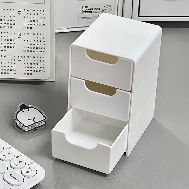 TEMU Boîte de rangement à tiroirs à couches, boîte de rangement de bureau, adaptée aux objets les fournitures de bureau, boîte de rangement portable