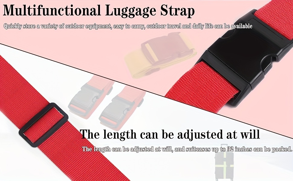 2 4 pack fashionable luggage straps adjustable travel accessory anti theft suitcase belt polyester spandex material   for   luggage sizes ideal for new year christmas gifts details 4