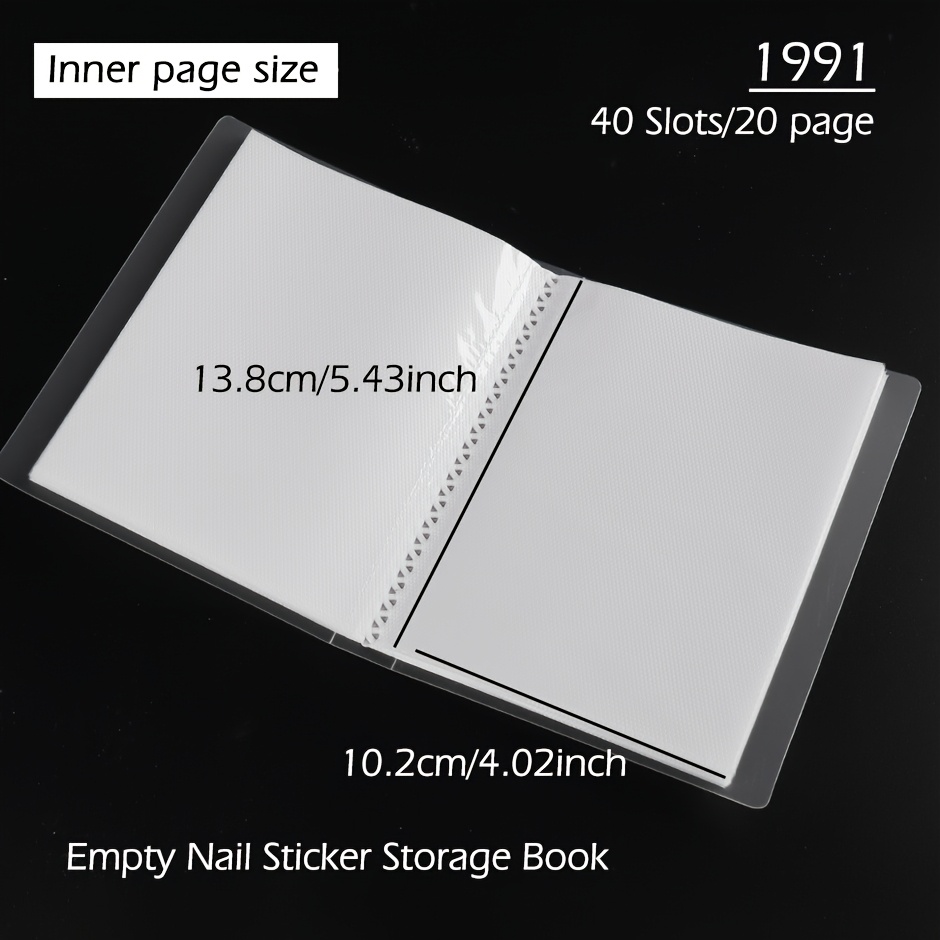 TEMU 40/80/100 Grids Empty Nail Sticker Storage Book Album Display Sticker Organizer Rack Popular Nail Salon Tools Nail Supplies