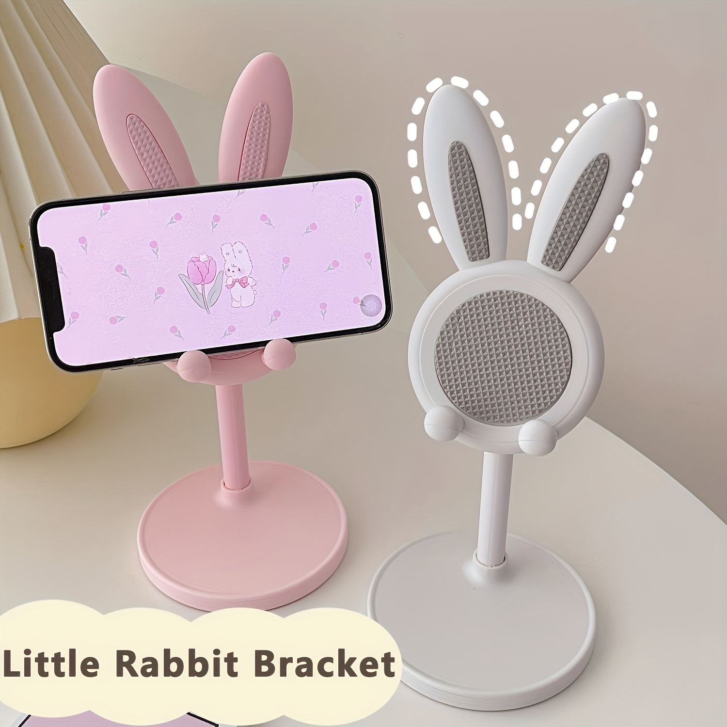 

Phone Stand - Adjustable Height, Portable & Telescopic Design, Pink & Ear Stands For Smartphones, Perfect Gift For Home Or Office Use