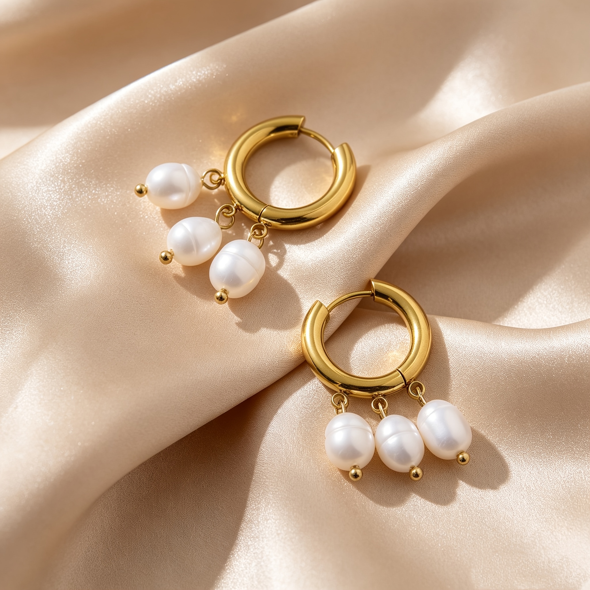 Women's Light Luxury Freshwater Pearl Dangle Earrings, Retro Design