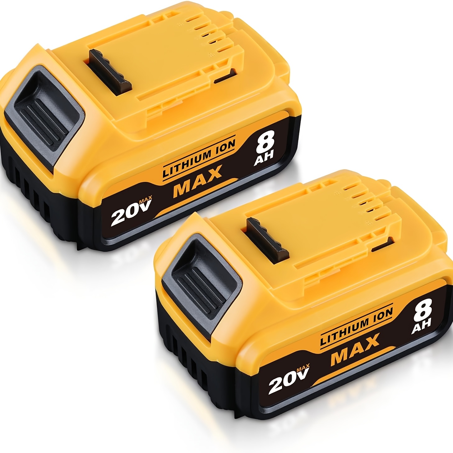 item picture 2 pack 8 0ah high capacity replacement for dewalt 20  tools compatible with for dewalt 20 volt lithium battery dcb200 dcb201 dcb203 dcb204 dcb206 dcb207 dcb180 dcb181 cordless power tools