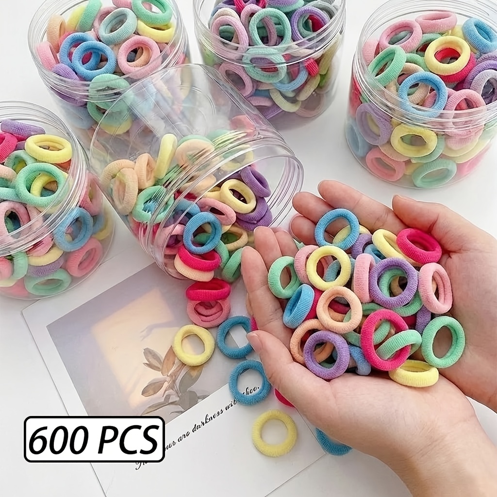 TEMU 300/600pcs Multicolor Macaron High-elasticity Hair Ties, Seamless And Hair-friendly, Ideal For Daily Hairstyling And Sports Activities