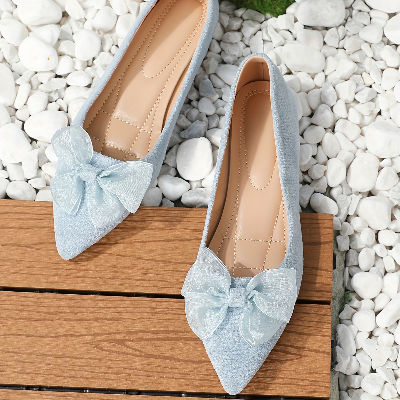 2025 summer womens pointed toe ballet flats bow detail Temu