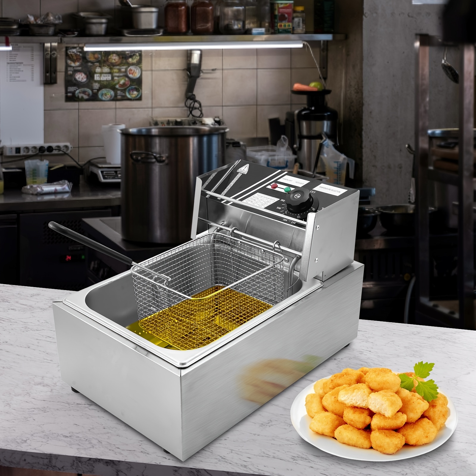 

10.5qt/21qt Electric Deep Fryer, Stainless Steel Commercial Countertop Fryers With Removable Tanks And For Home, Restaurant