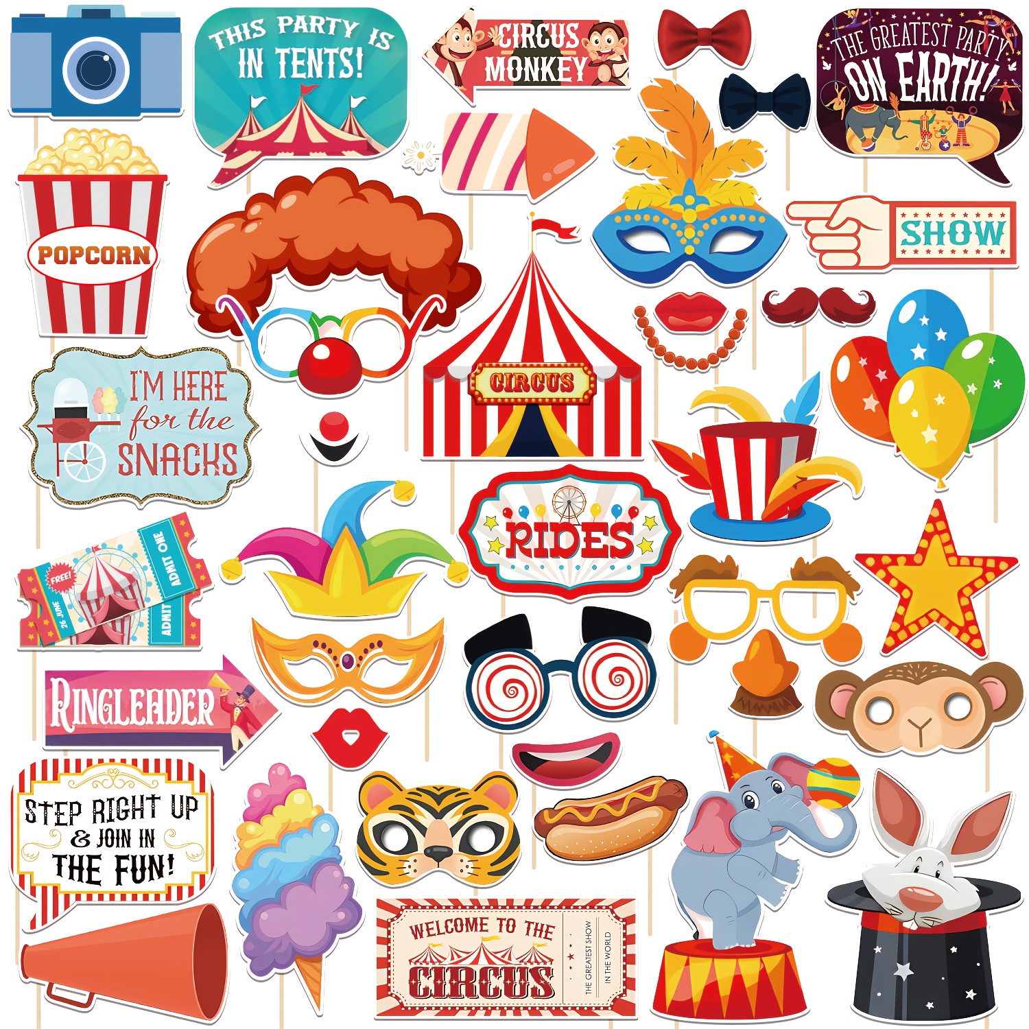Lot De 21 Accessoires Photobooth Carnaval & Mariage - Kit Selfie Avec Cadre Gonflable Et Accessoires Fun