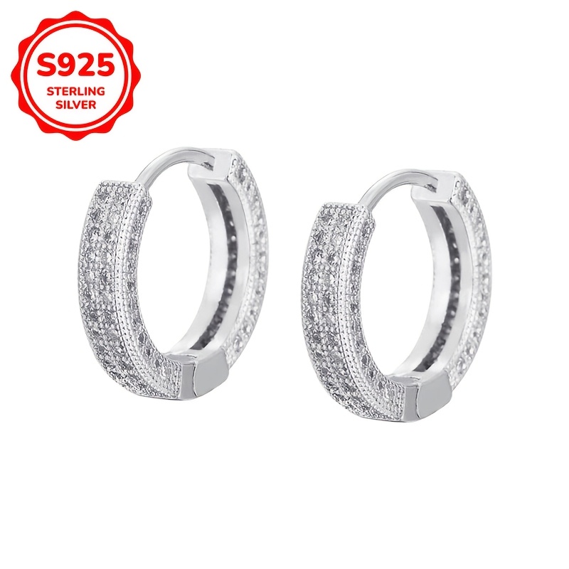 Women's S925 Silver Earrings with Square Synthetic Zirconia