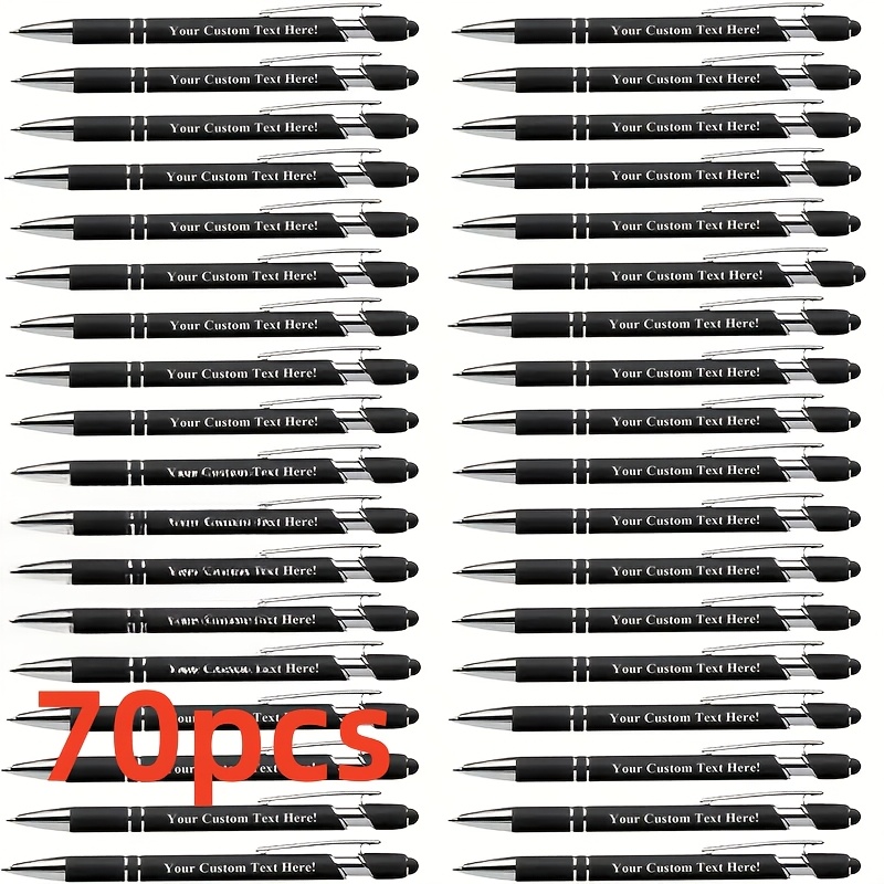 

70pcs Customizable Metal Ballpoint Pens, Medium Point, Personalized Engraving , Ideal For Sketching, Exams & Office Supplies - Sleek College Style, Non-washable, Colors, Pull-out, No Print