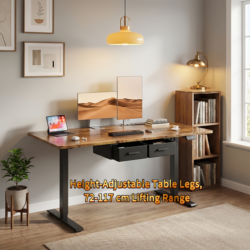 Furnishia Escritorio Eléctrico Elevable con Panel Inteligente de Memoria y 2 Cajones, E...