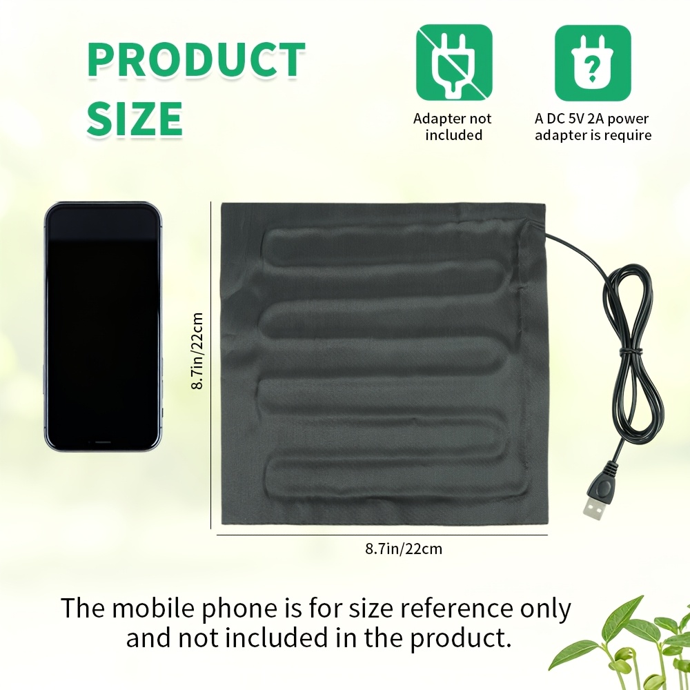 1pc 8 7 8 7in 22 22cm plant heating mat enhances germination rate usb   temperature design suitable for indoor greenhouses garden seedlings hydroponics seedling growth and sowing an essential tool for spring indoor gardening seedling
