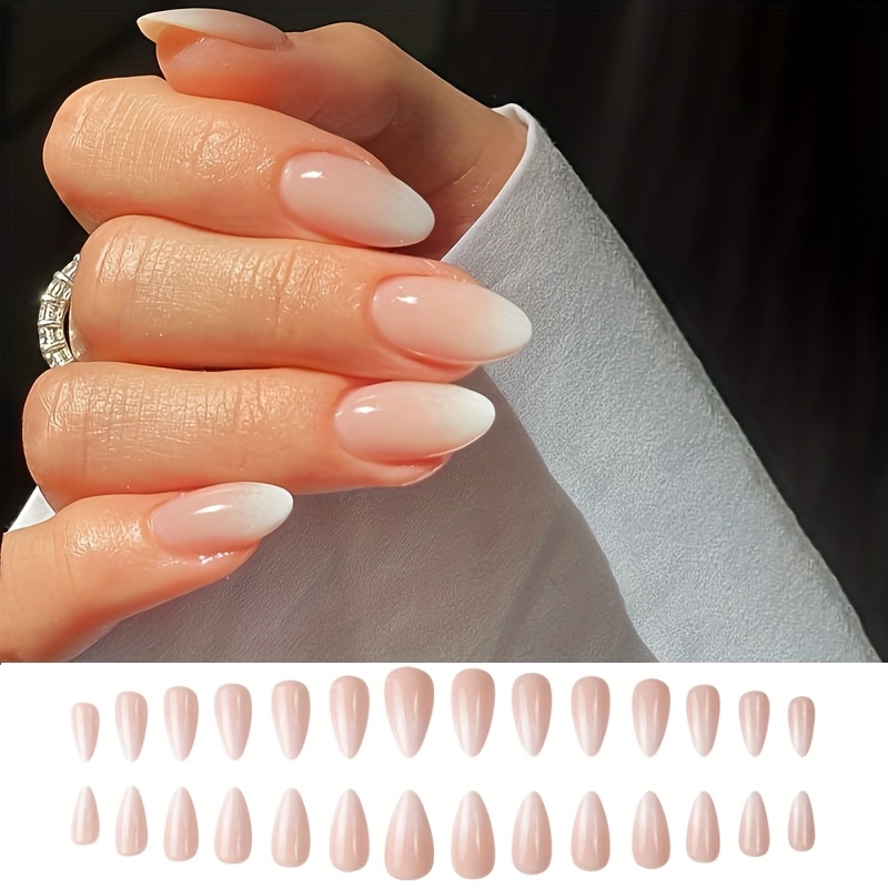 

Elegant French Gradient Nails, Suitable For Women And Girls - 28pcs, Short Shape, Mixed Color, Smooth