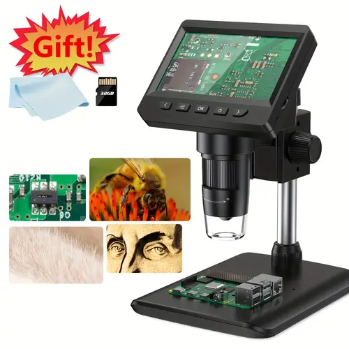 4 3 inch ultra clear high definition digital microscope with 8 led lihts digital electronic microscope teaching microscope 32gb sd