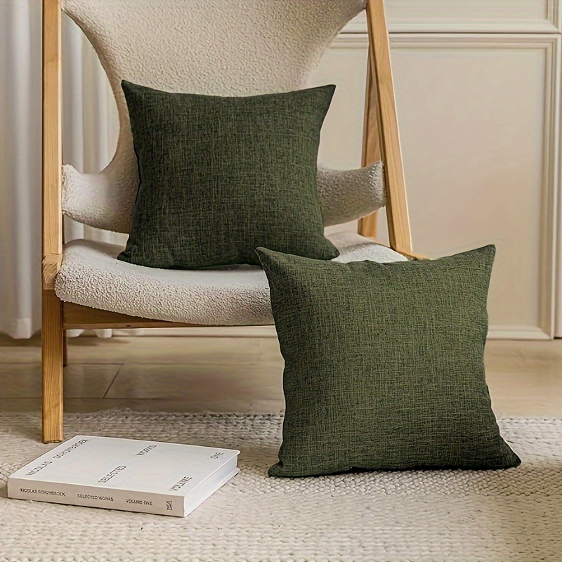 TEMU 2pcs Olive Green Thick Pillow Covers Sofa Pillow Pillow Bed Soft Bag Cushion Pillow Suitable For Chair Sofa Bedroom Living Room Home Decoration
