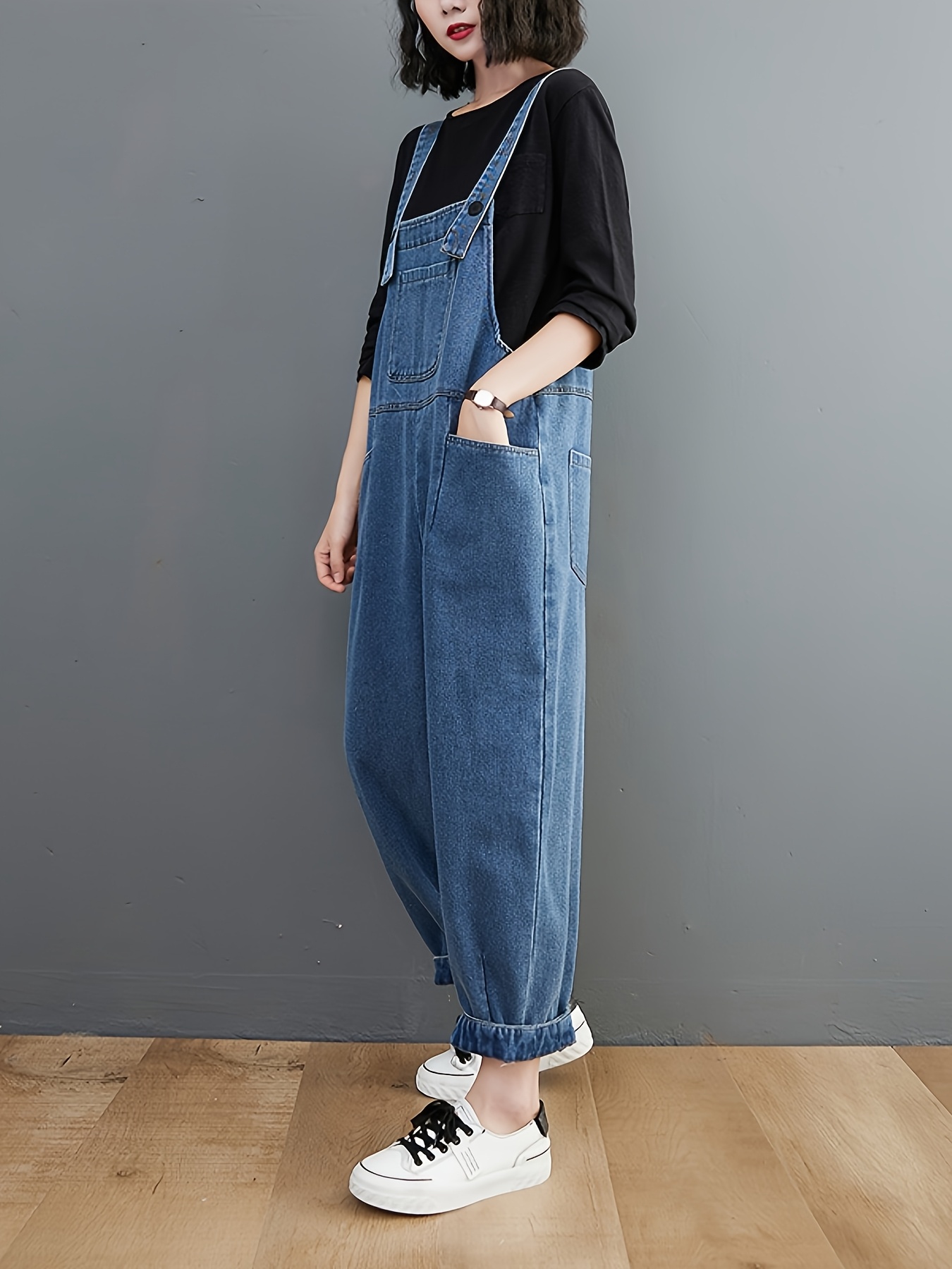 item picture spring autumn new loose   size literary   personality denim overalls jumpsuit