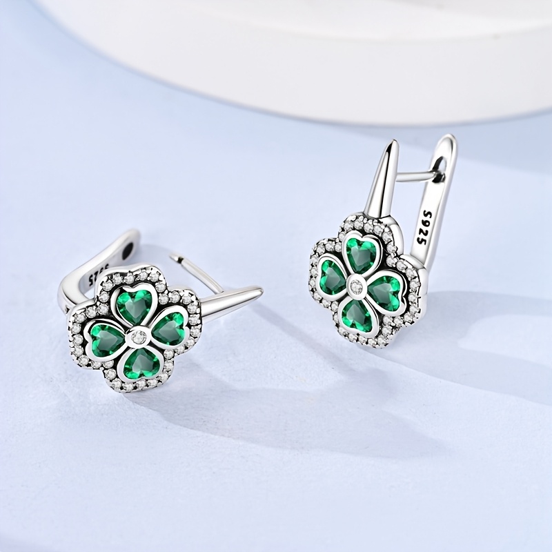 Women's S925 Silver Four-Leaf Clover French Ear Hooks