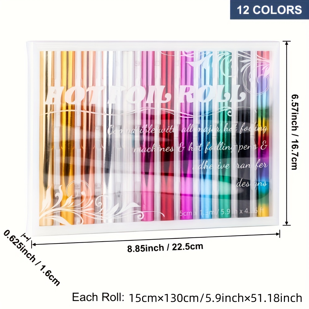 12pcs/pack Hot Foil Rolls, Heat Activated Foil, Thermal Foil, Add Stunning Foiled Elements To , Scrapbooking, Or Mixed Media Project