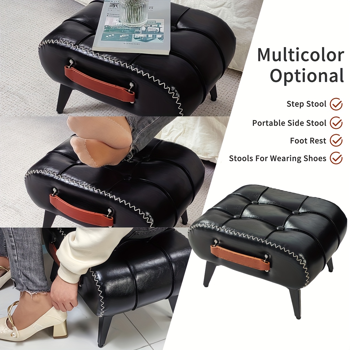 living room entryway shoe cabinet foyer stool synthetic leather sofa stool shoe changing stool Product details 2