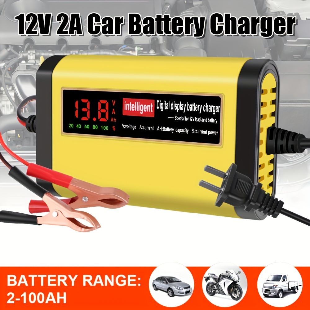 

1pc Car Battery Charger Full Automatic 3 Stages Lead Acid Agm Gel Battery- 2a Intelligent Fast Power Charging