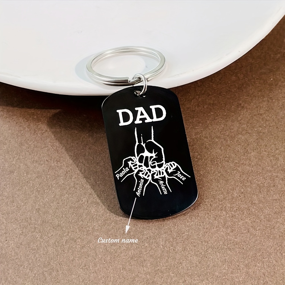 

Unique , Customizable Dad Keychain - Personalized Name & Photo, Stainless Steel, Fashionable Gift For Father