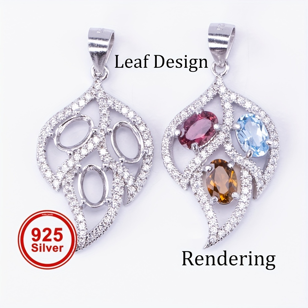 

1pc 4*6mm Leaf Style Pendant Base, S925 Sterling Silver Material Necklace Base, Suitable For Handcrafted Diy Women's Jewelry Necklace