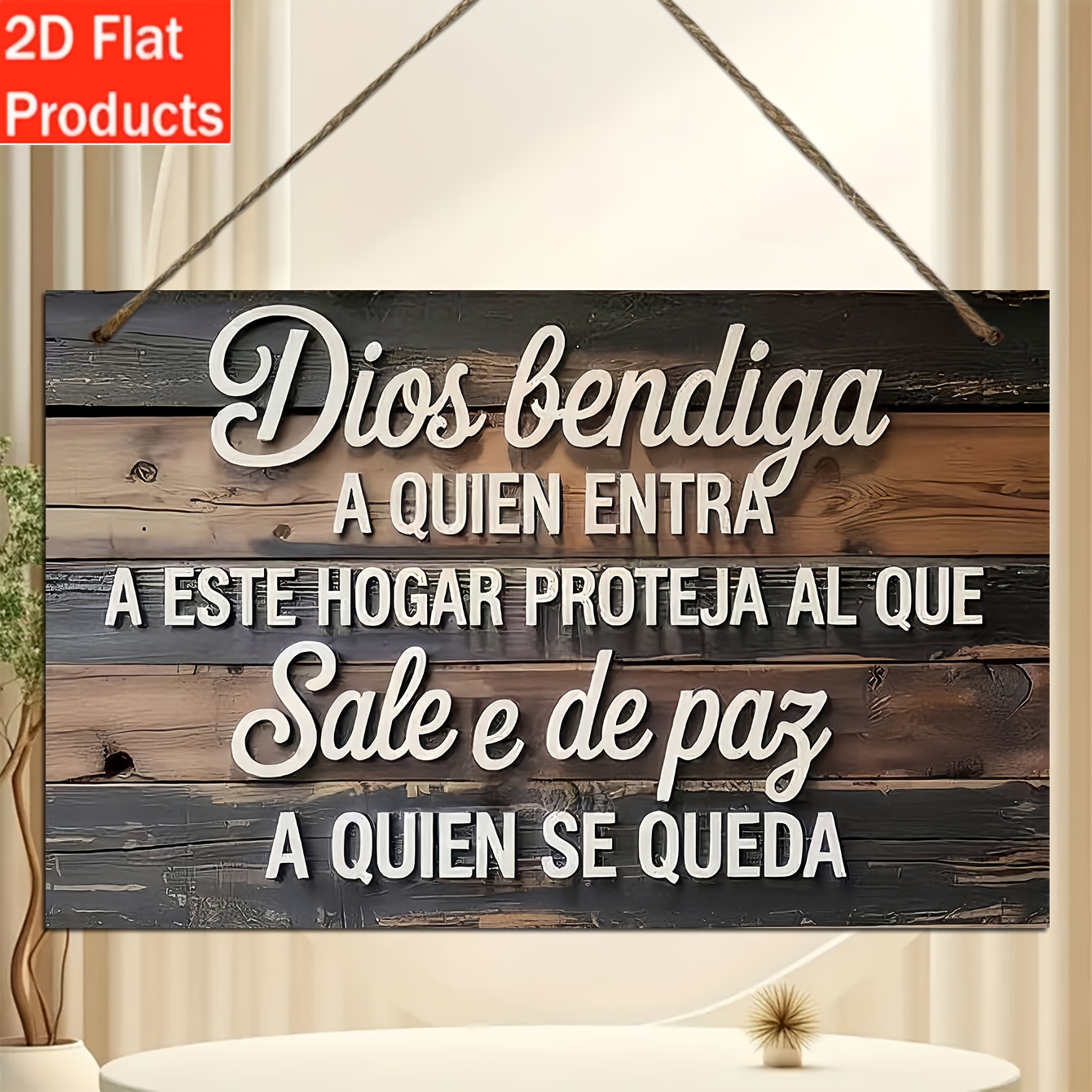 TEMU 2D - Placa Decorativa y Adornos - 1pc Letrero Religioso de Madera para Colgar en la Pared, en Español, Adecuado para , Dormitorio, Estudio, ,