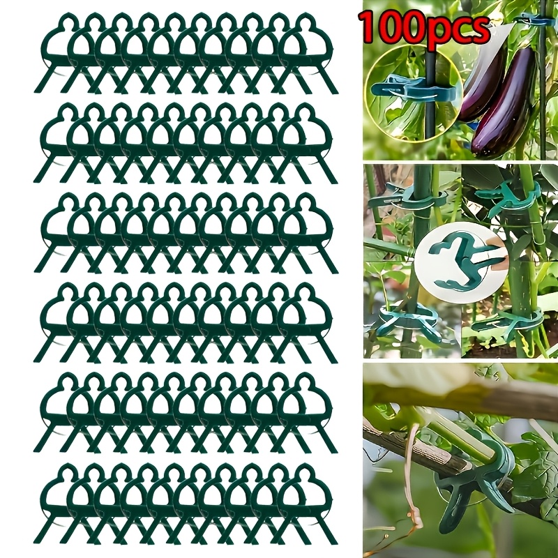 100pcs Heavy-duty Adjustable Plant Support Clips, Tool For Flowers, Grapes, Vegetables And Tomatoes | Reusable Garden Stakes - Durable Plastic Clips, Greenhouse, Outdoor Use