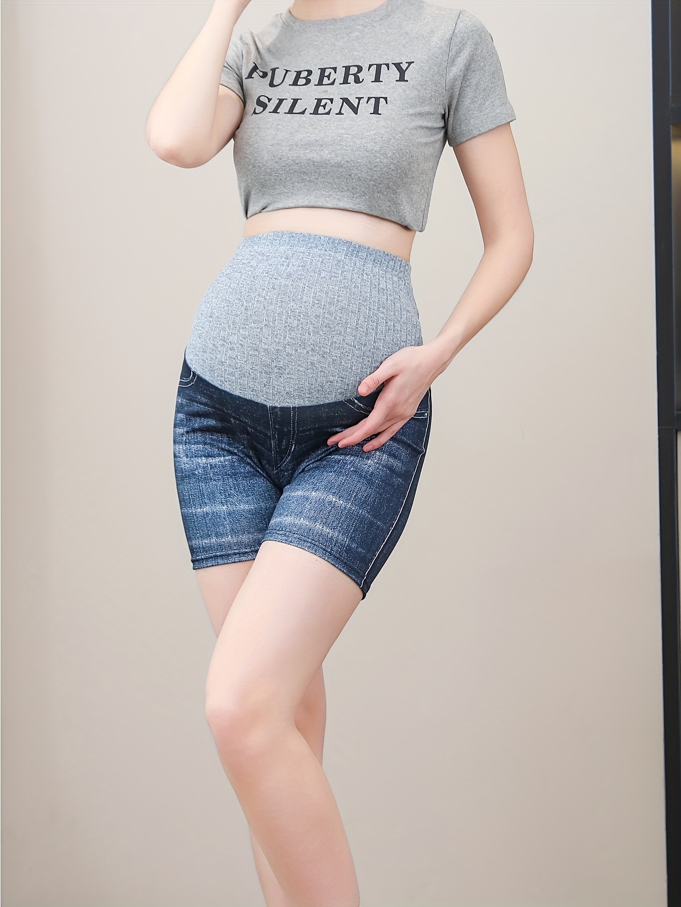 women's high-waisted tummy control pregnancy pants long length
