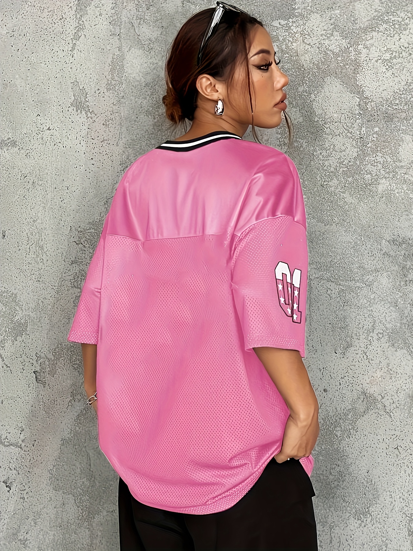 トップス jnhearts Vneck half sleeve shirts/Pink Buy Fluro Pink V-Neck Cap Sleeve T-Shirt from Next Australia