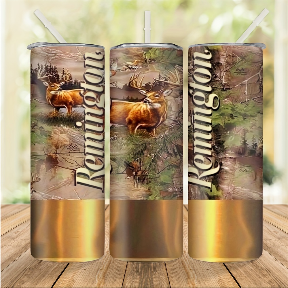 

20oz Stainless Steel Insulated With & Wildlife Design - Includes Straw, Rust-proof, Coffee, Water, Camping & Gifts