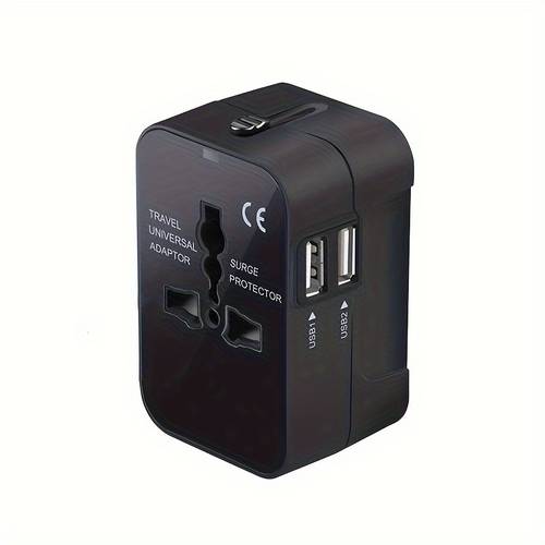 universal travel adapter with usb a worldwide compatible wall charger ac power plug adapter suitable for the usa eu uk and australia in black
