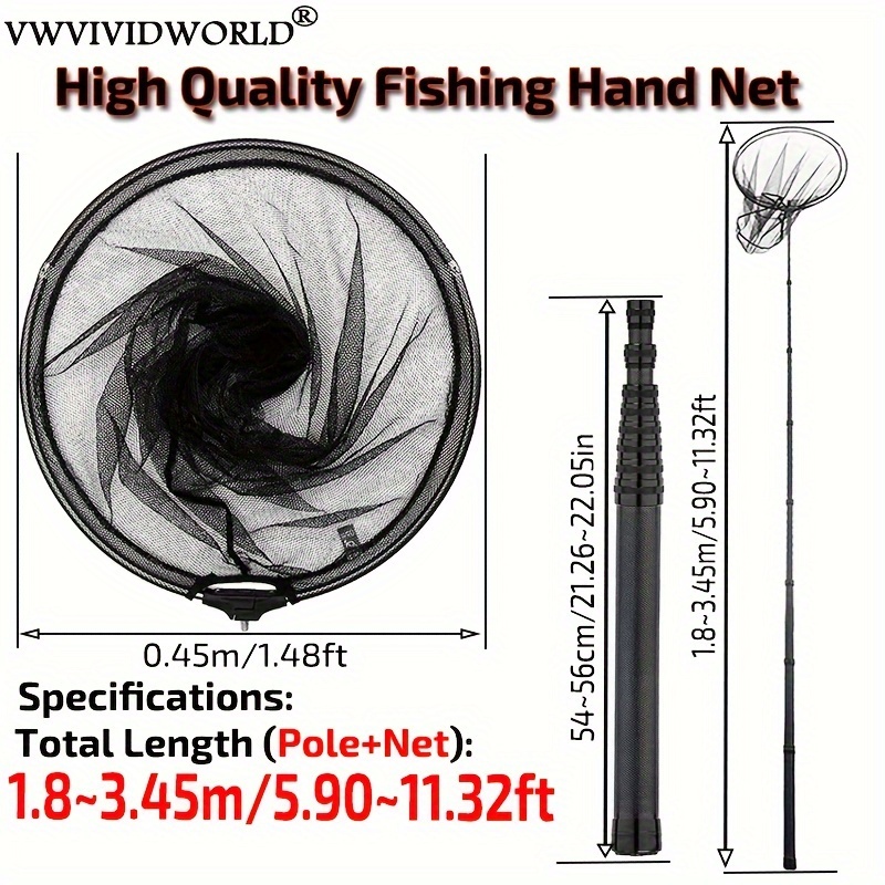  SANLIKE Fishing Net with Aluminum Telescoping Pole Handle  Extends to 37 inches, Folding Landing Net Rubber Coated Net for Saltwater  Freshwater Fly Fishing Bass Trout Fishing : Sports & Outdoors