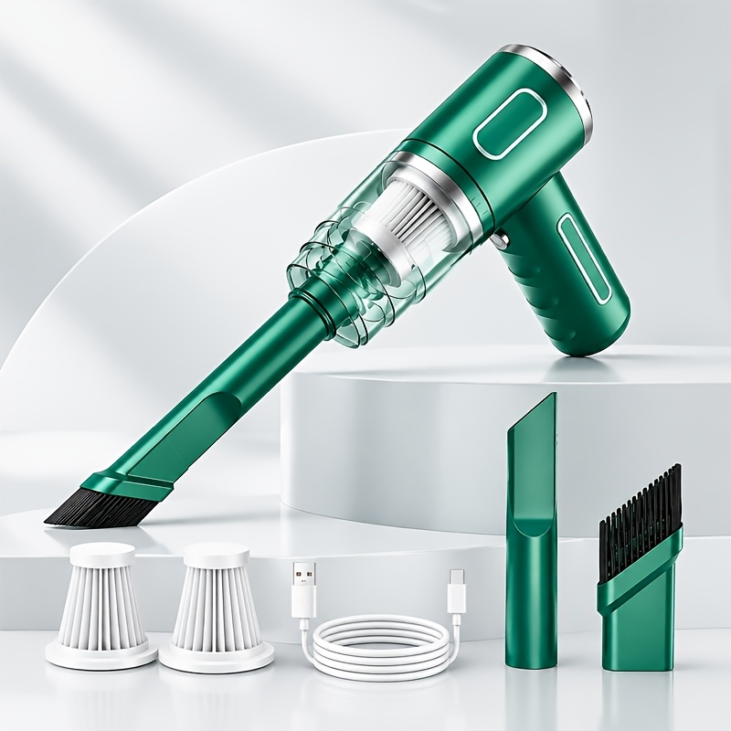 TEMU Aspirateur à main fil rechargeable avec filtre remplaçable, tête de brosse et tube d'aspiration long, aspirateur de voiture, idéal pour nettoyer