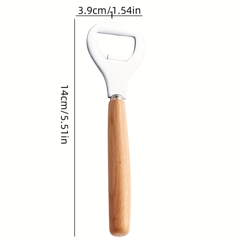 TEMU Wooden Handle Bottle Opener, Beer Bottle Opener, Stainless Steel Household Solid Wood Creative Wine Opener, Bottle Opener