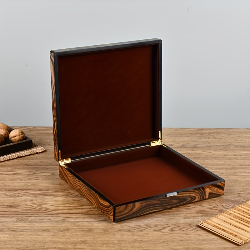 E-shop Eine Vintage Schmuck Uhren Aufbewahrungsbox aus Holz, hochwertige lackierte Schmuckschatulle mit Holzmaserung, weich gefütterte Geschenkbox,