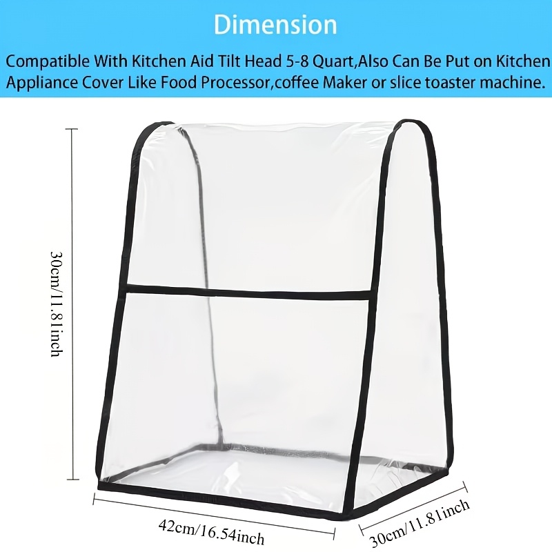 TEMU Adjustable Height Independent Mixing Bowl Lid, Spill-proof Design And Dust Protection - Durable Pvc Transparent Window Cover, Easy Monitoring,
