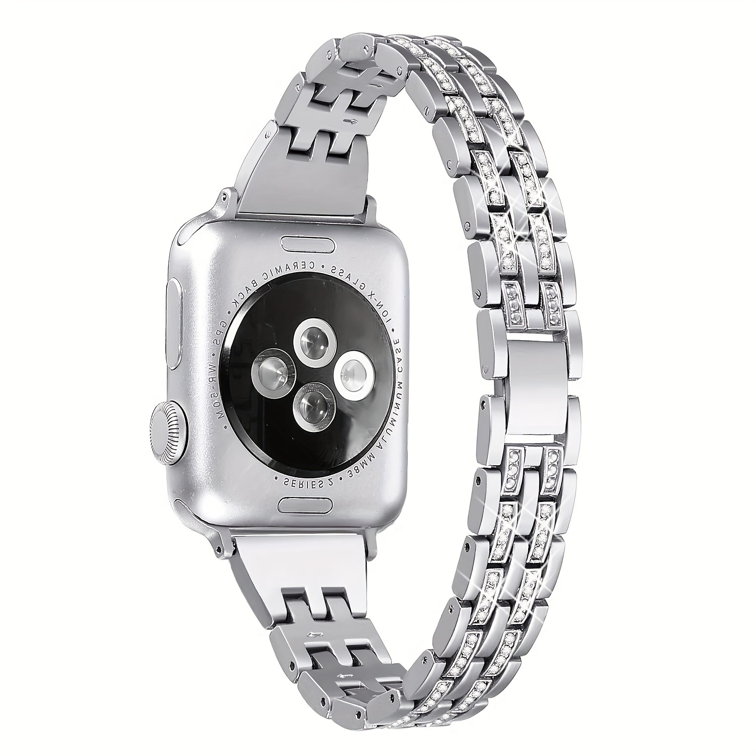 Bling Bands Compatible For Watch Band 38mm 40mm 41mm 42mm 44mm 45mm 46mm 49mm Women For Series 10 6 5 4 3 2 1, Dressy Jewelry Metal Wristband Strap Rhinestone Rhinestone