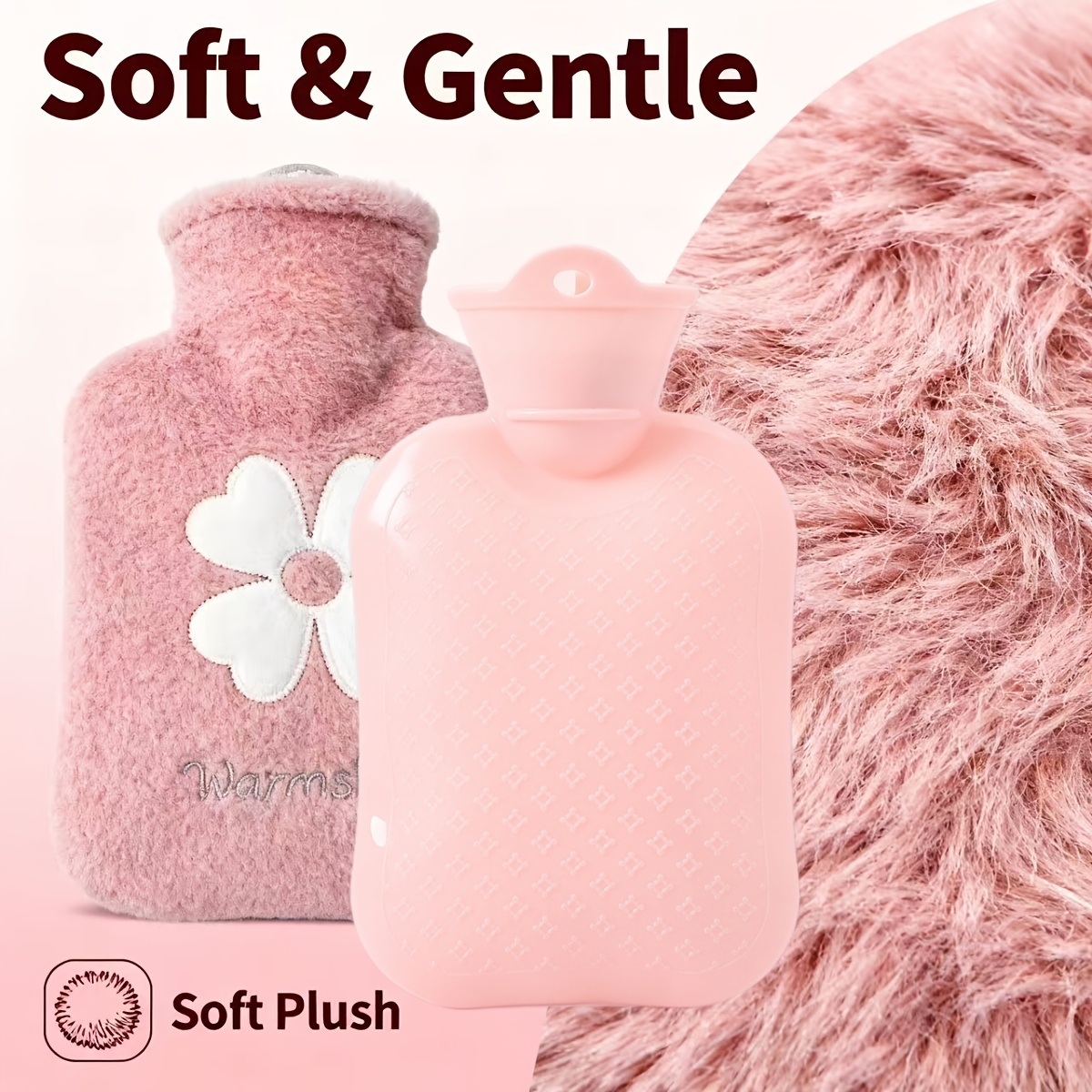 E-shop ("Verdickte Innentasche und Plüschbezug 2er Set) 950ml/33.71oz Heißwasserflasche - Verdicktes, wasserfüllbares PVC-Material, waschbare, weiche