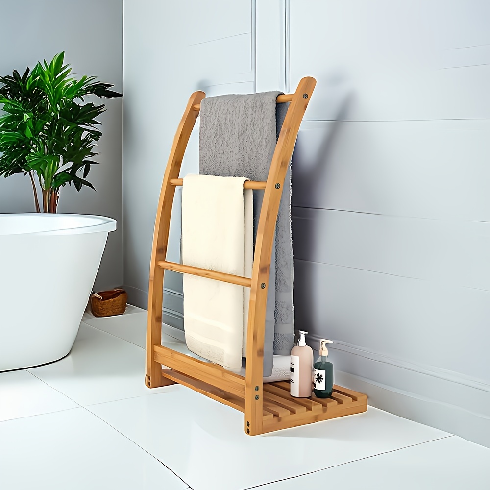 asian inspired freestanding towel rack natural bamboo Temu Chile
