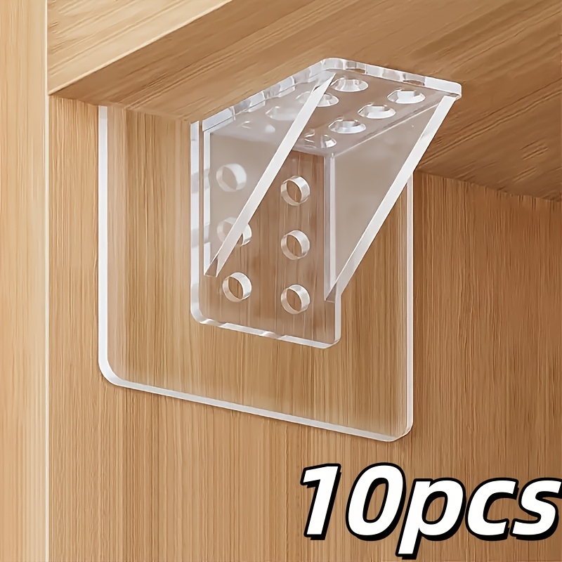 TEMU Lot de 10 supports d'étagère robustes en acrylique transparent pour maison et bureau, supports d'étagère muraux invisibles avec installation