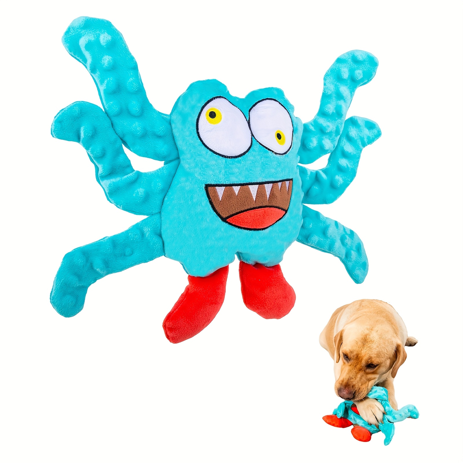 

Pet Dancer Cartoon Monster Plush Dog Toy, Polyester, Interactive Squeaky Chew Toy, With For All Breed Sizes, For Busy Play, Medium & Large Breeds