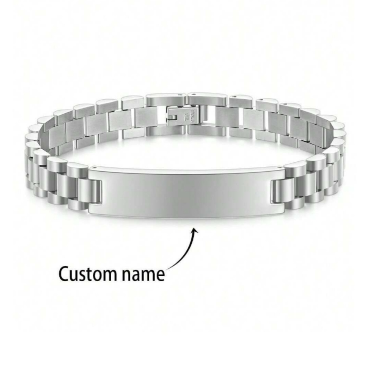 TEMU 1 Personalized Stainless Steel Bracelet, Golden And Silvery Suitable For Men And Women, Customizable With Numbers And Letters, Gift For ,