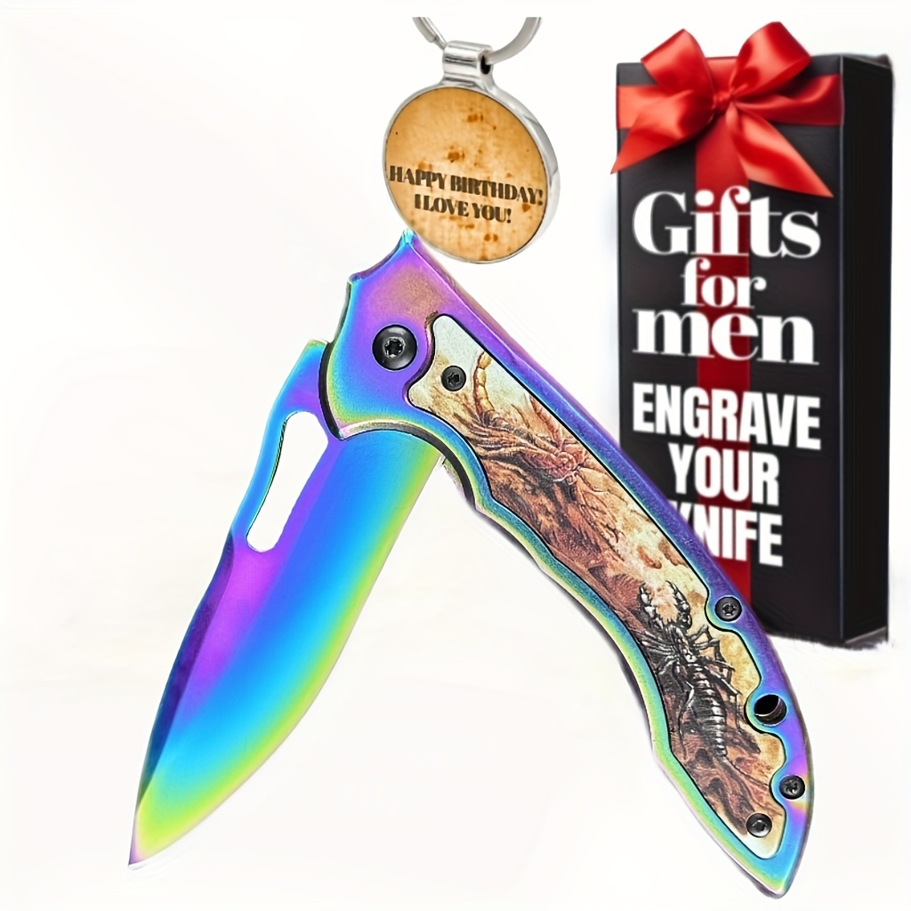 

Pocket Knife For Men, Cool With 3d Pattern, Great Gift Edc Knife For Men Outdoor Survival Camping Hiking