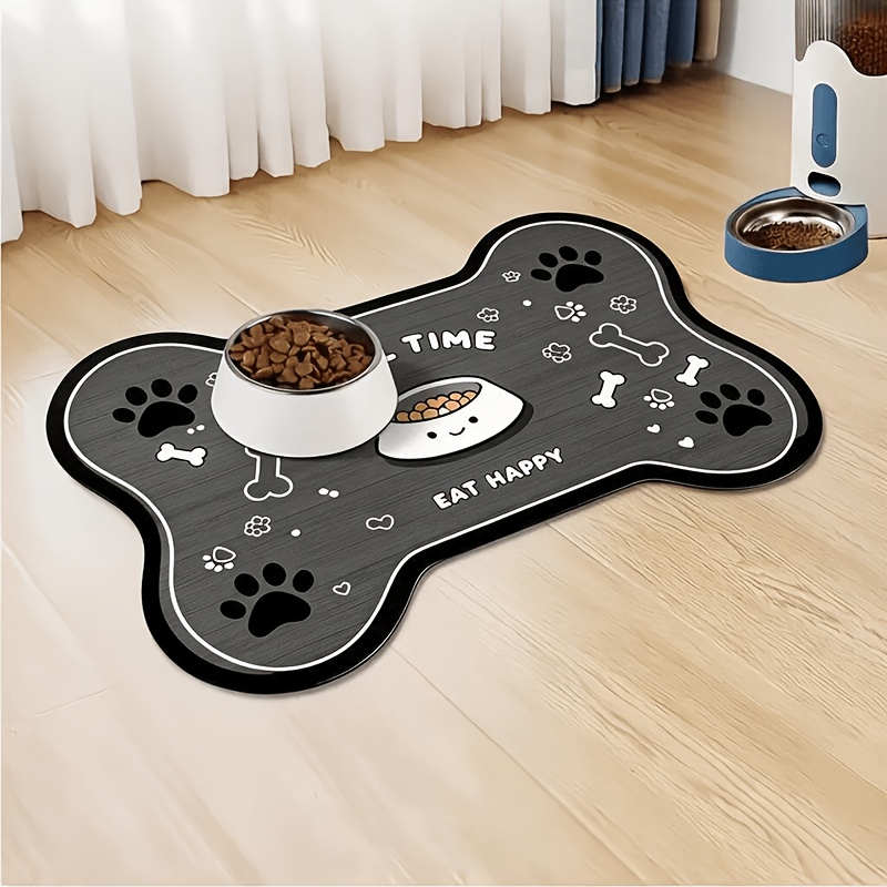 TEMU Bone Pet Feeding Mat - Diatomite Absorbent, Leak-proof, Non-slip, Easy To Clean, For Cats And Dogs, Wear-resistant Pet Placemat