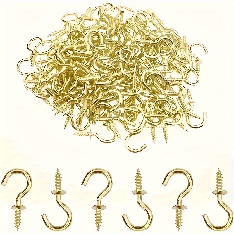 

50-pack Hooks, Metal Polished Screw-in Hooks For Hanging Plants, Mugs, Art, Lanterns, Bird Feeders, Christmas Lights, Jewelry Display - Assorted Sizes