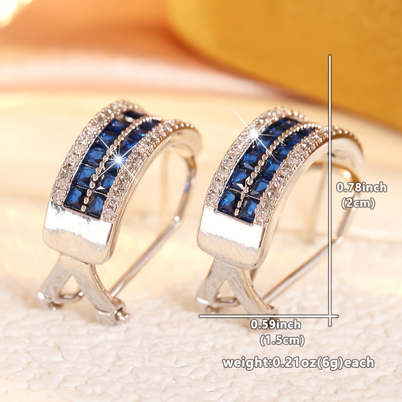 Women's Dazzling Blue/White Cubic Zirconia Stud Earrings