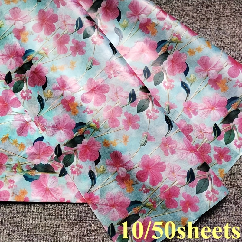 

10/50 Feuilles, de Soie Floral Vintage - Motif avec Feuilles , pour Emballage de Cadeaux, Bouquets, Loisirs Créatifs, DIY, Fêtes, Anniversaires et , d'Emballage Floral