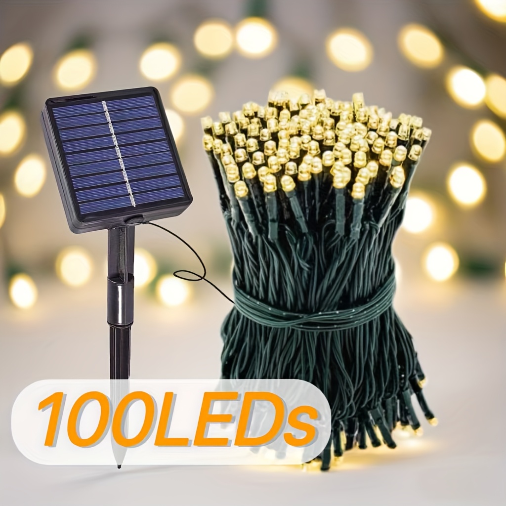 TEMU Lithium Battery Solar Outdoor Colorful Light String, 11 Colors , Suitable For Placement On Railings, Pillars, , Courtyards, Grass And . Diy