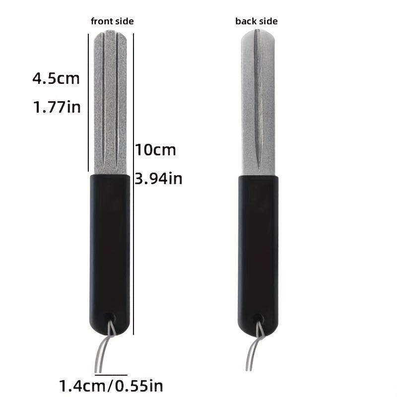 1pc Fish Hook Sharpener Diamond Double-sided Triple Sharpening Stone Hook File Fishing Gear With Random Color Cord