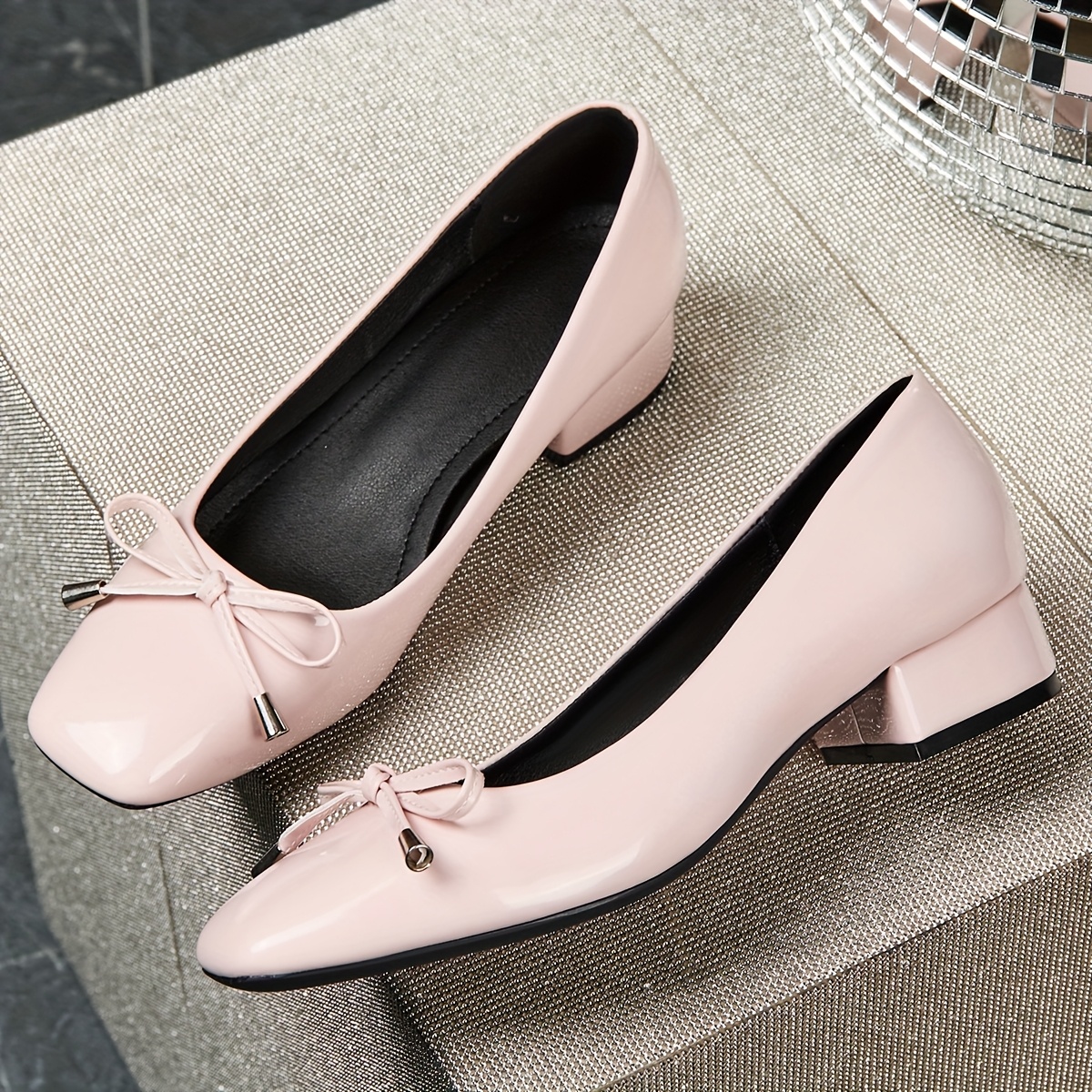 Zapatos de Tacón con de para Mujer en Rosa Elegantes Zapatos de  Vestir de Punta Cuadrada para Diseño Cómod